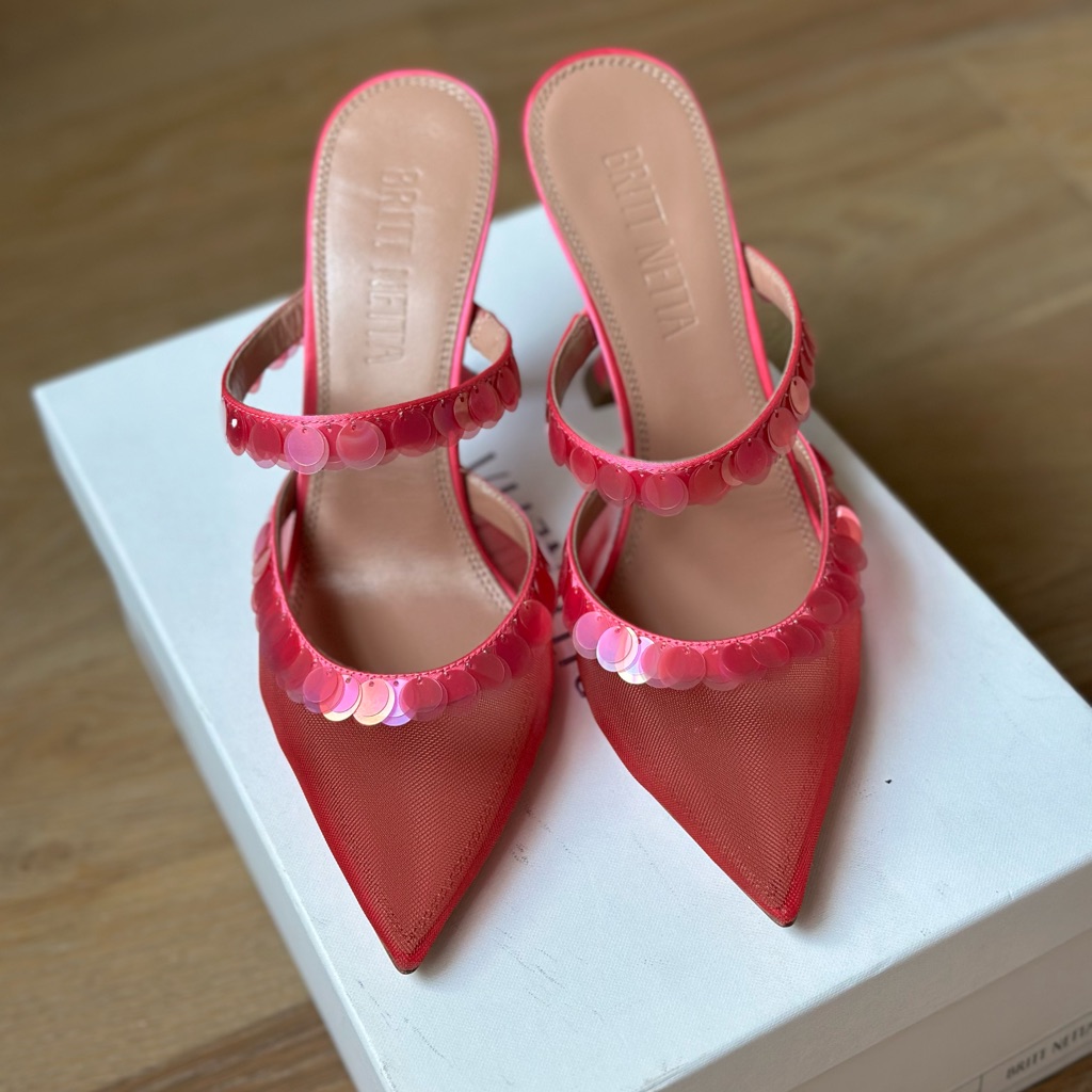 Nwb $765 Britt Netta Margot Sequin Embellished Mule Pink Fuchsia | 36.5 | 6.5